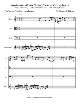 Ambrosia 68 for String Trio & Vibraphone