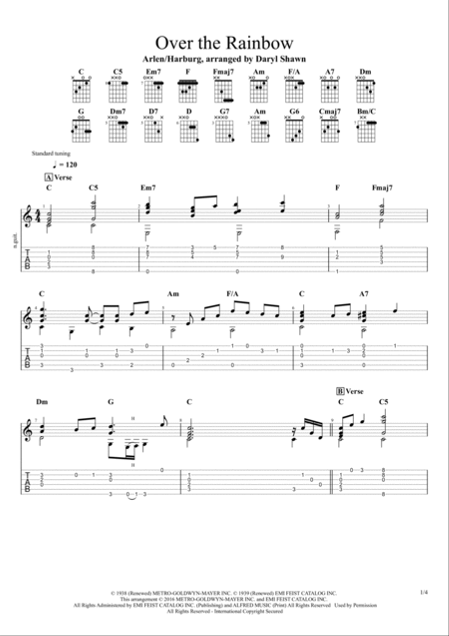 Over The Rainbow Electric Guitar scores gallery preview page 2