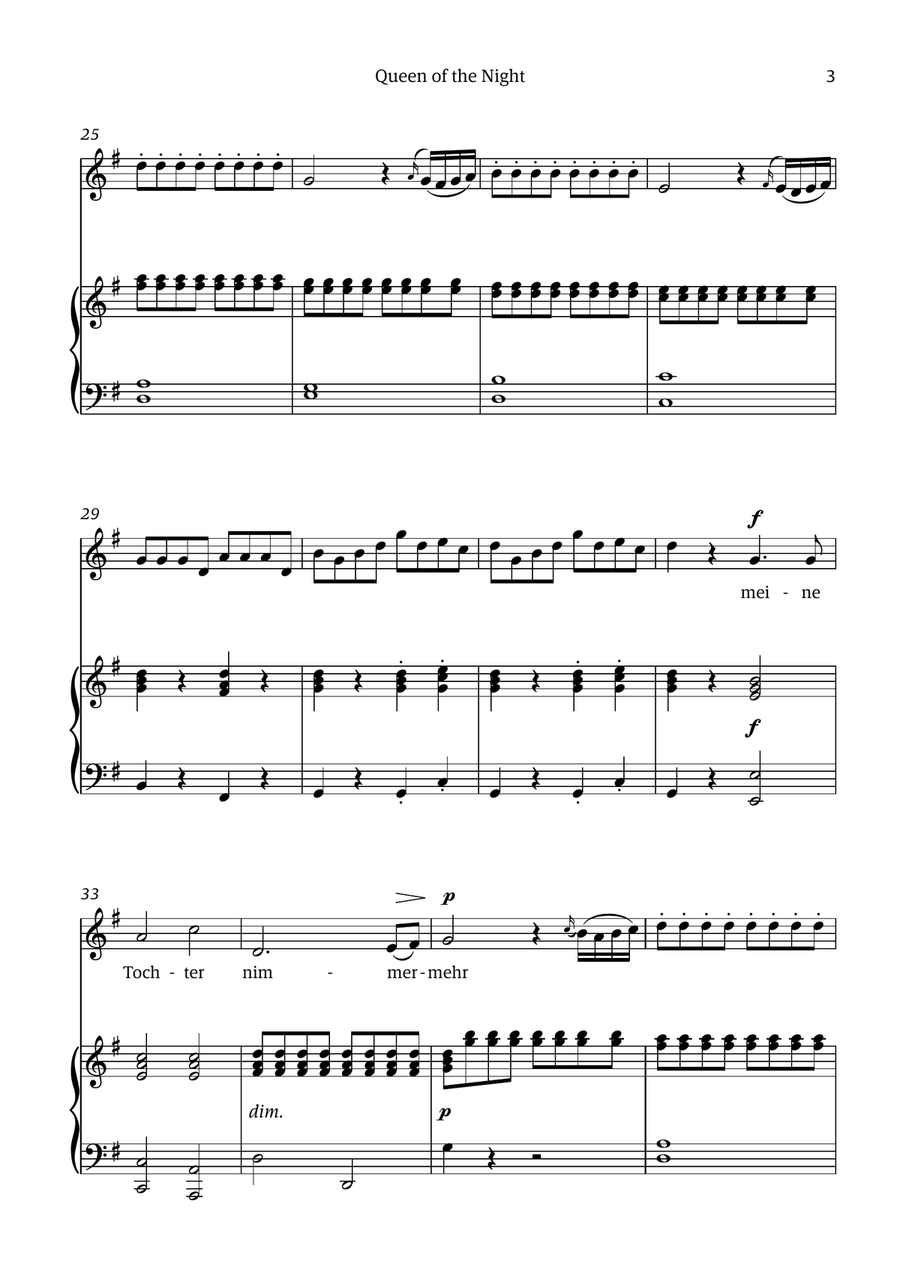 Queen of the Night (aria) - for ALTO in E minor Chamber Music scores gallery preview page 3