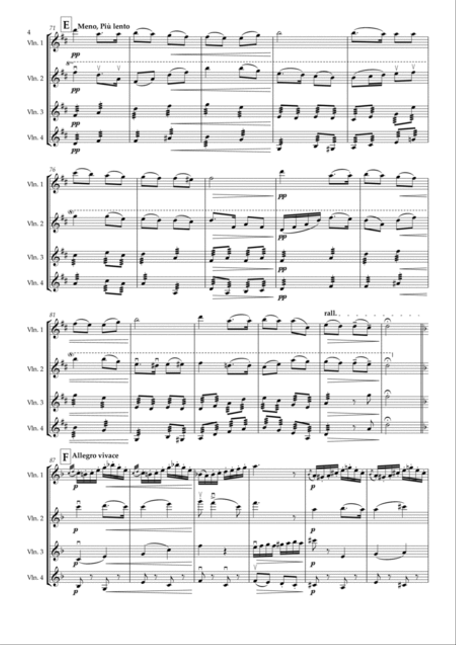 Czardas by Monti for 4 Violins/Violin Group Violin scores gallery preview page 4