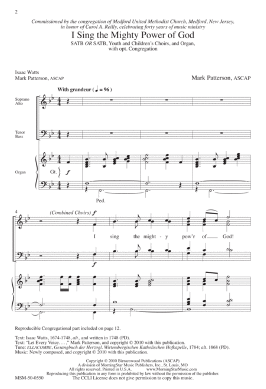 I Sing the Mighty Power of God 4-Part scores gallery preview page 1