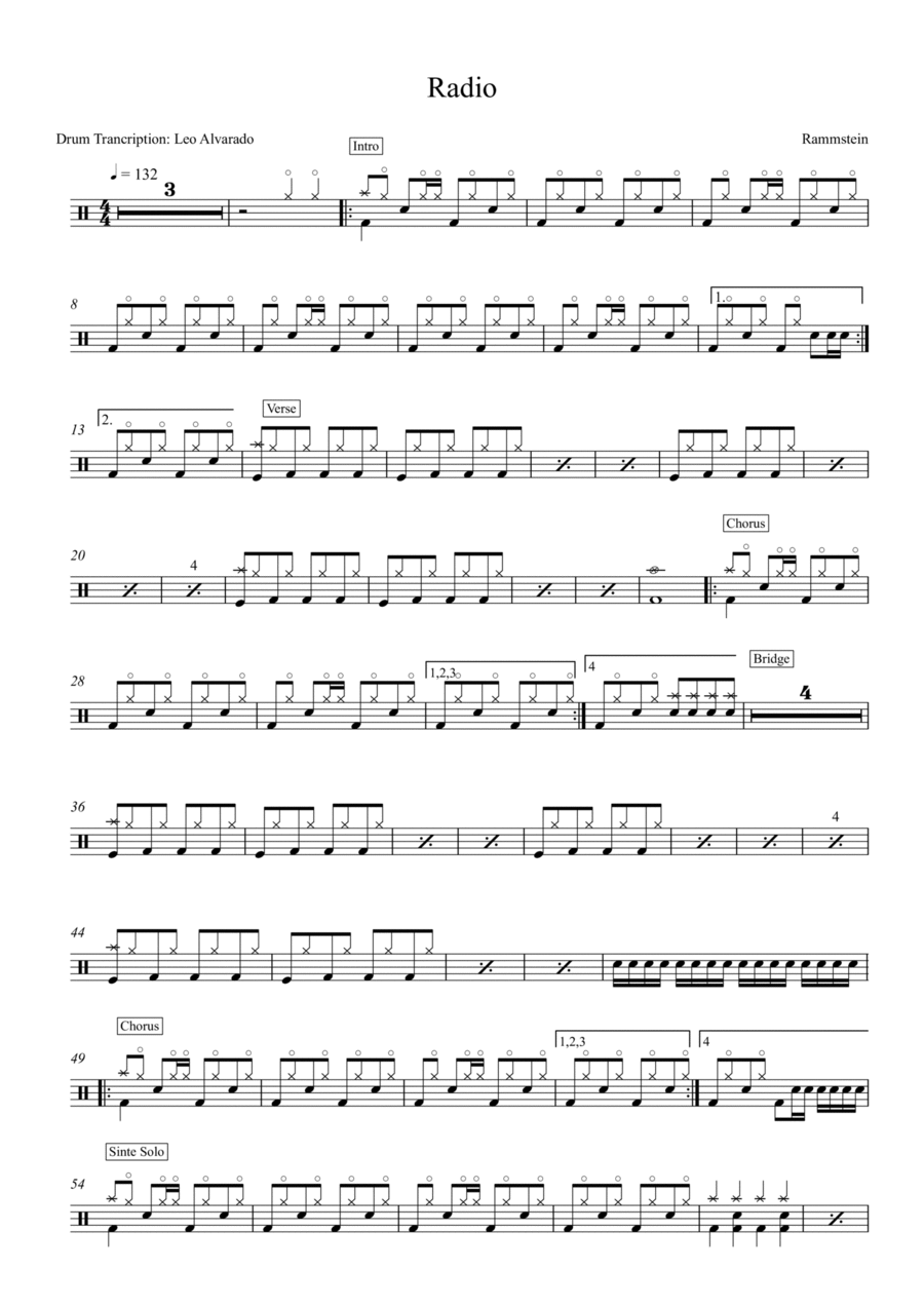 Radio Drum Set scores gallery preview page 1