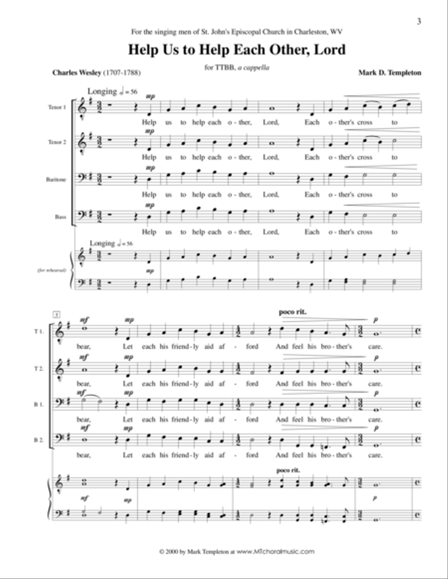 Help Us to Help Each Other, Lord TTBB scores gallery preview page 1
