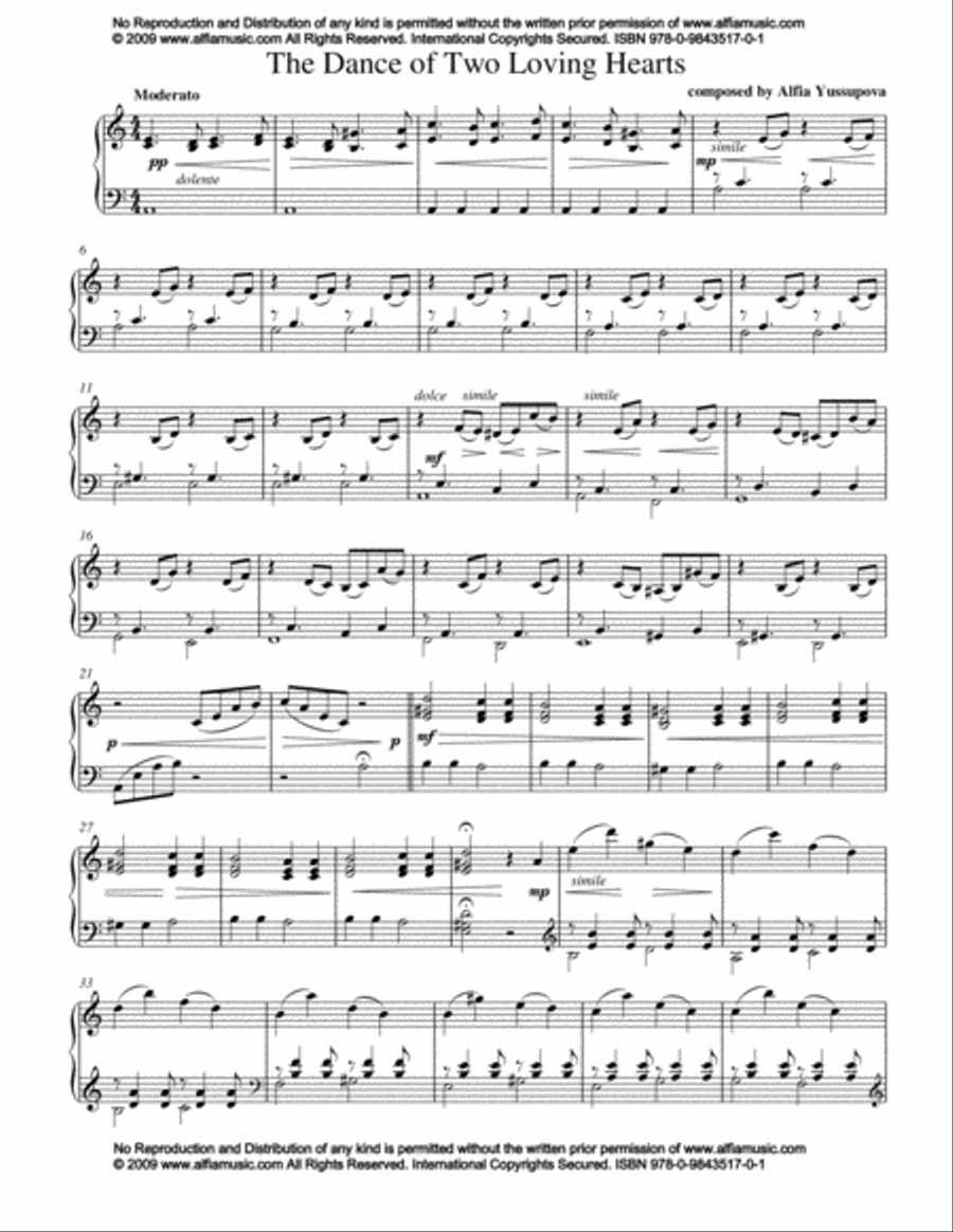 The Dance of Two Loving Hearts Piano Solo scores gallery preview page 1