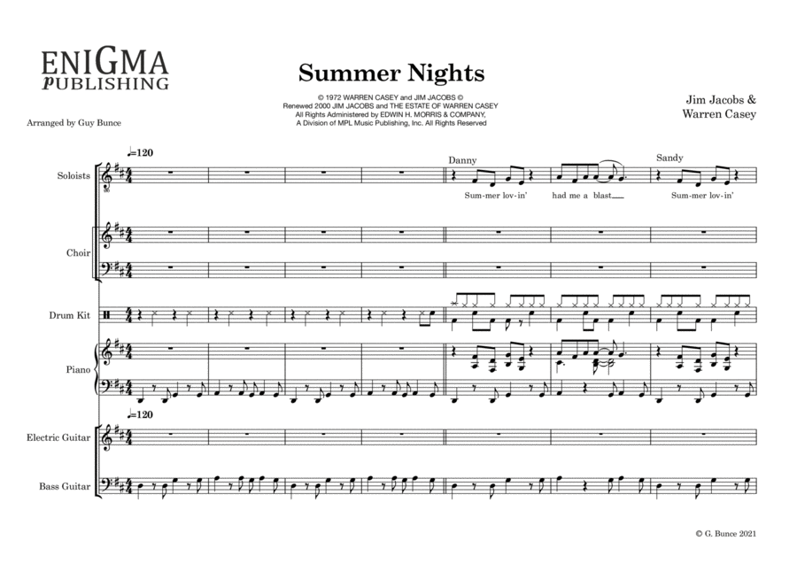 Summer Nights 4-Part scores gallery preview page 1