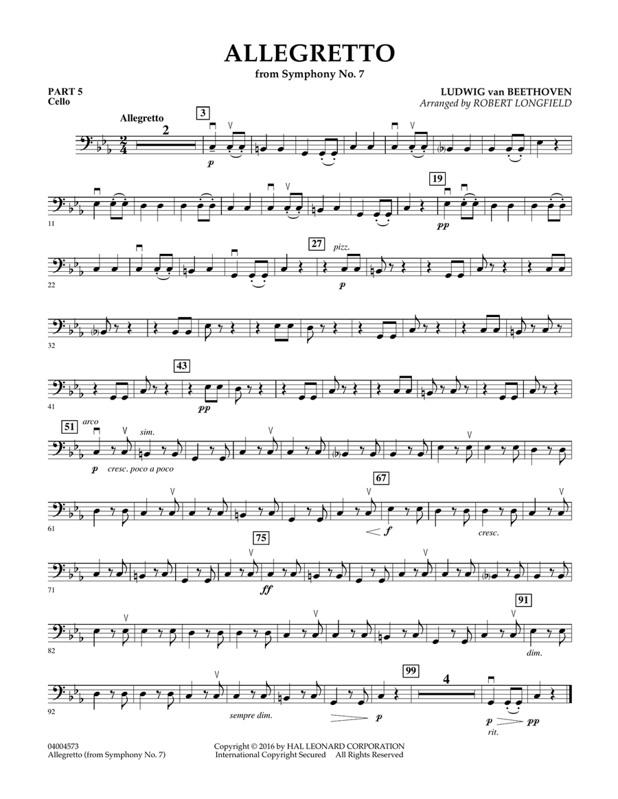 Allegretto (from Symphony No. 7) - Pt.5 - Cello