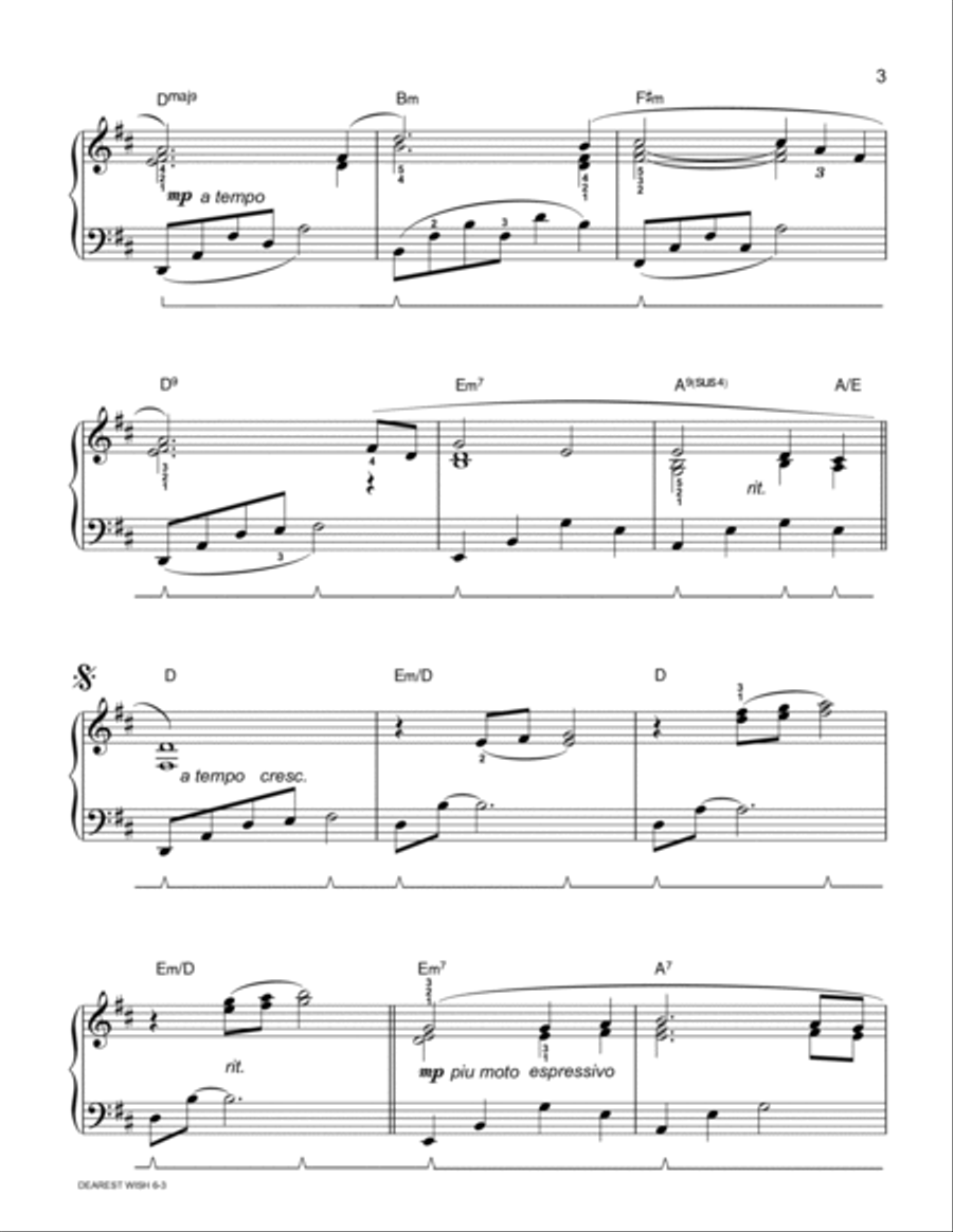 DEAREST WISH (Piano Solo) by ROBERT VAN HORNE Piano Solo scores gallery preview page 3