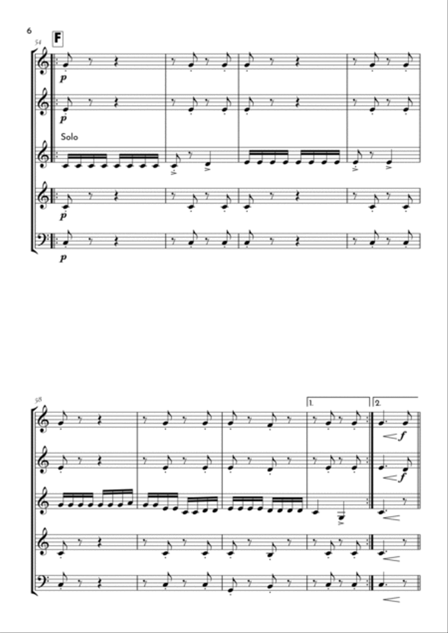 A-Hunting We Will Go Woodwind Quintet scores gallery preview page 6