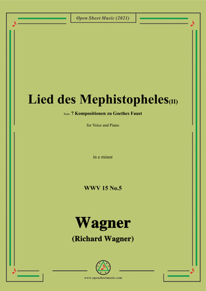 Book cover for Wagner-Lied des Mephistopheles(II),in e minor,for Voice and Piano