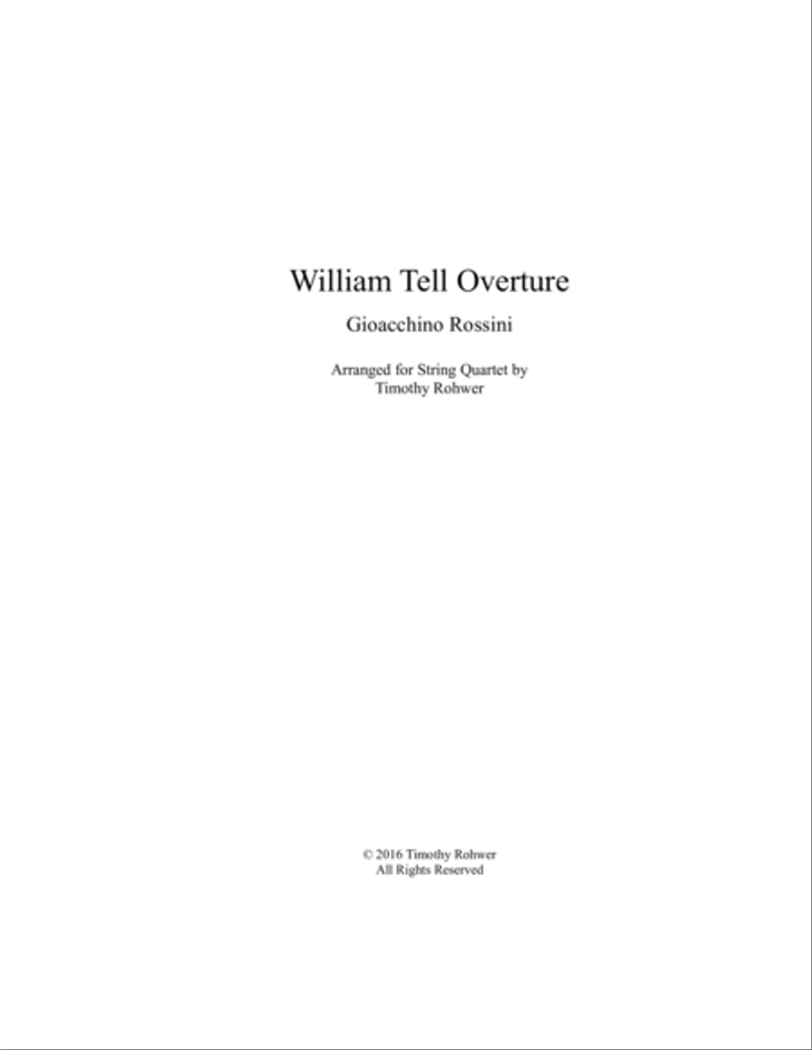 William Tell Overture by Gioachino Rossini String Quartet - Digital Sheet Music