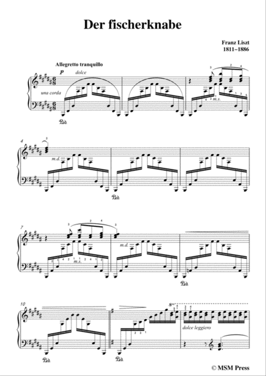 Liszt-Der fischerknabe in B Major,for Voice and Piano Voice Solo scores gallery preview page 3