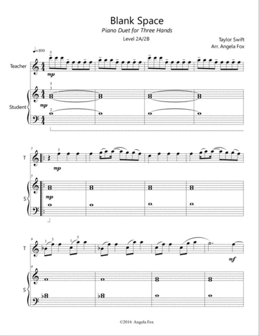 Blank Space Easy Piano scores gallery preview page 2