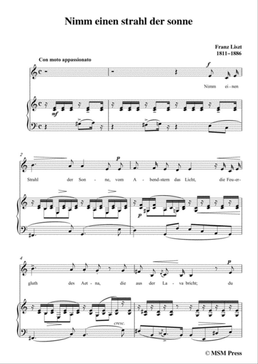 Liszt-Nimm einen strahl der sonne in C Major,for Voice and Piano Voice Solo scores gallery preview page 3