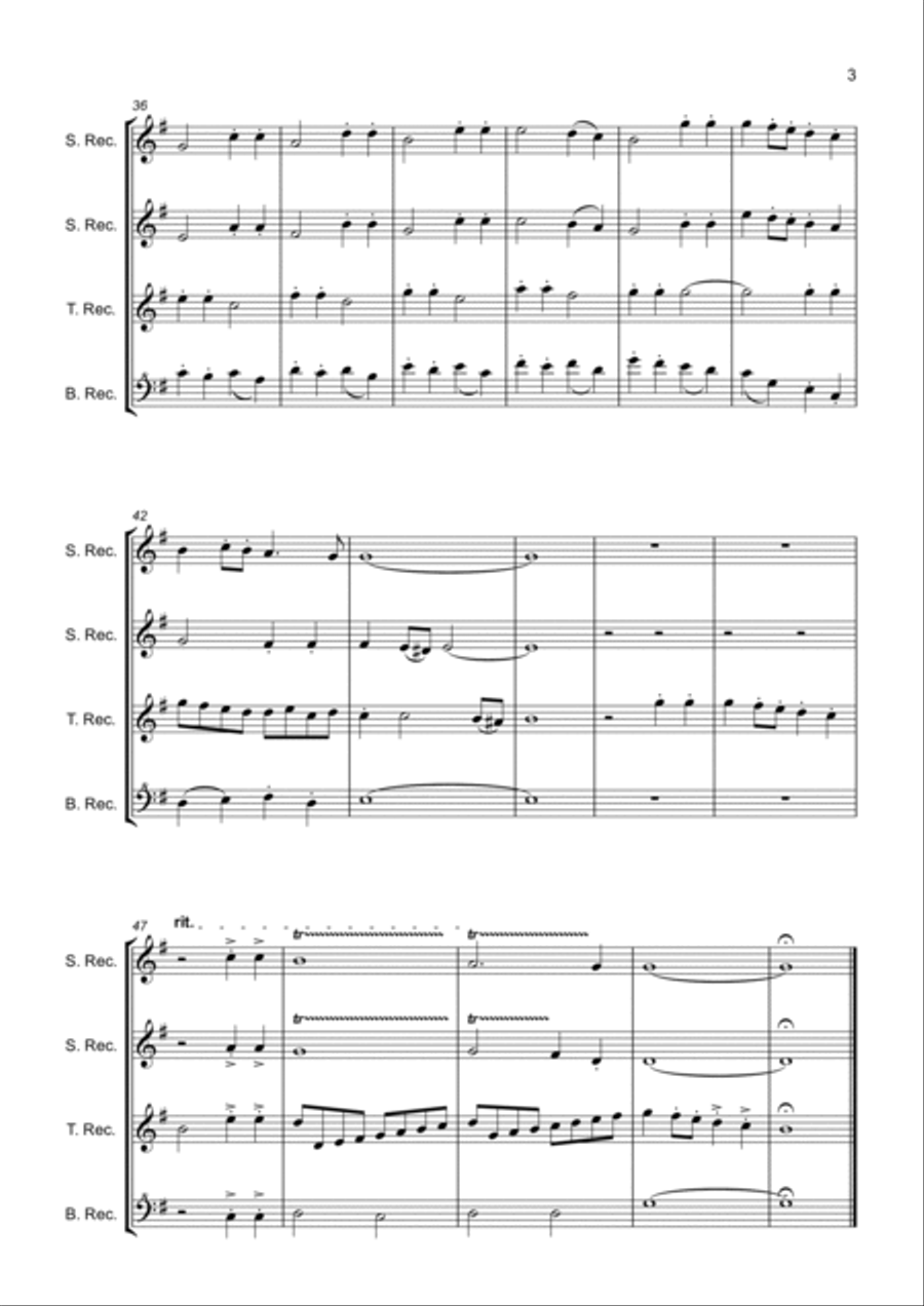 Recorder Quartet Sonata 1 mov II Allegro Recorder scores gallery preview page 3