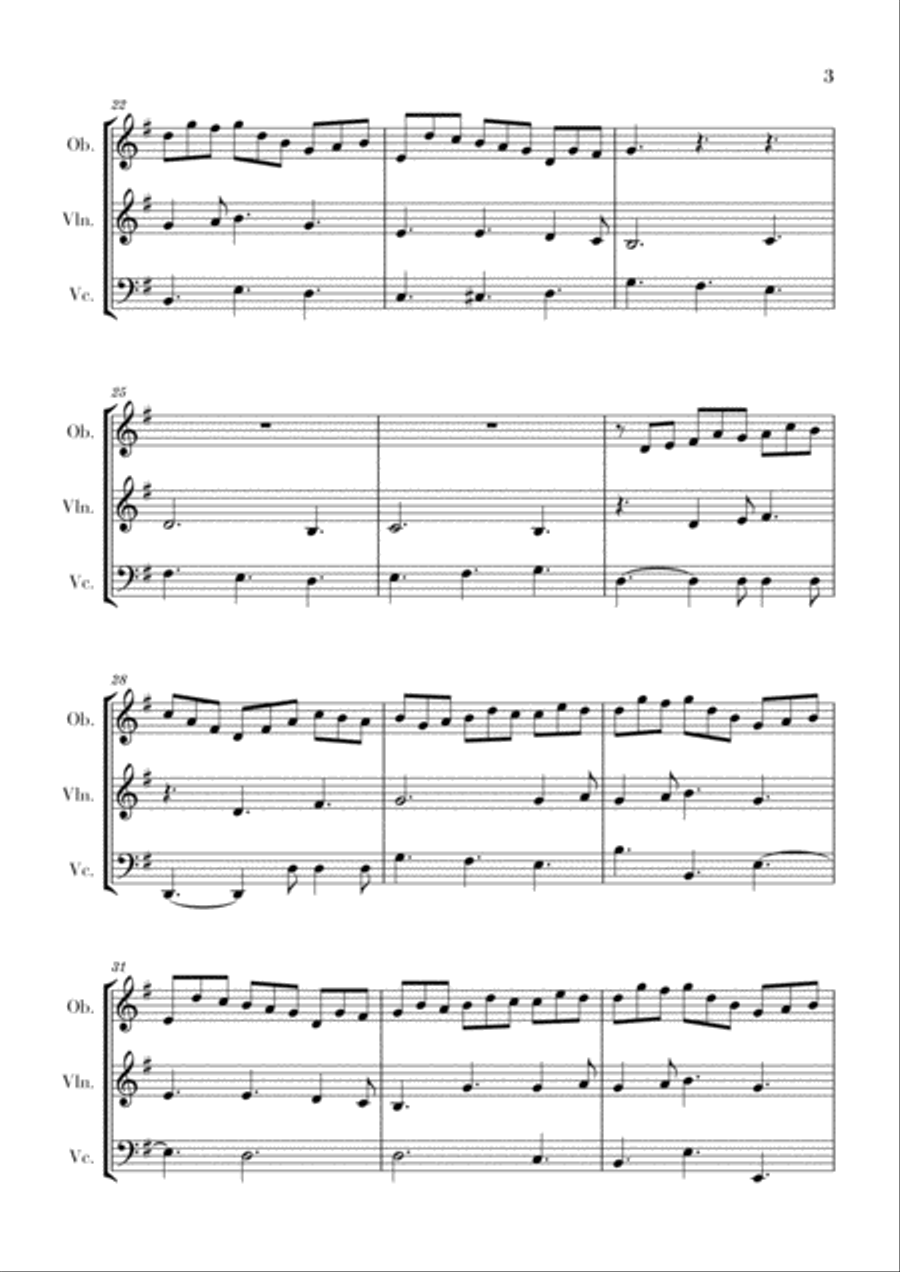 Bach - Jesu, Joy of Man's Desiring for Oboe, Violin and Cello Small Ensemble scores gallery preview page 3