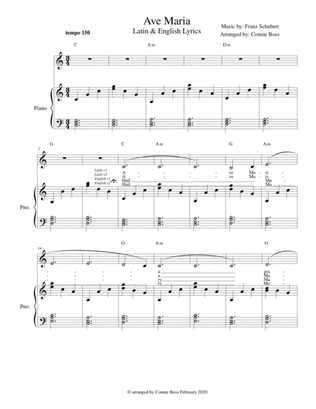 Ave Maria - Latin and English lyrics included for alto voice and piano