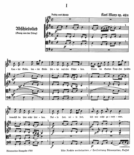 Drei Liebeslieder für Sopran und Streichquartett (kleiner Frauenchor ad lib.), op. 42a