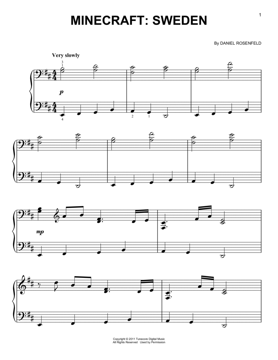 Sweden from Minecraft by C418 Easy Piano Digital Sheet Music