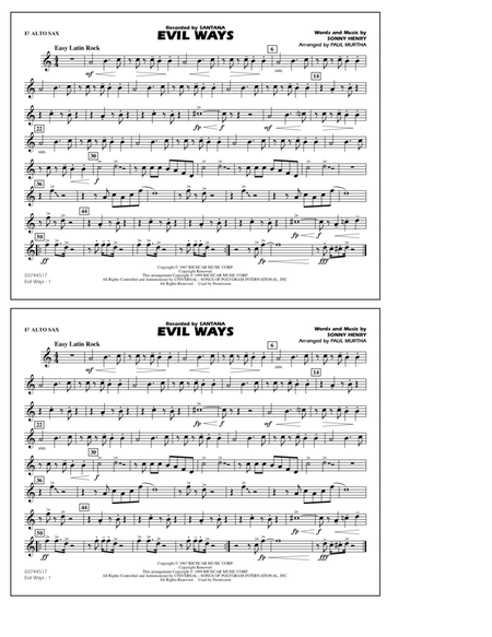 Evil Ways (arr. Paul Murtha) - Eb Alto Sax