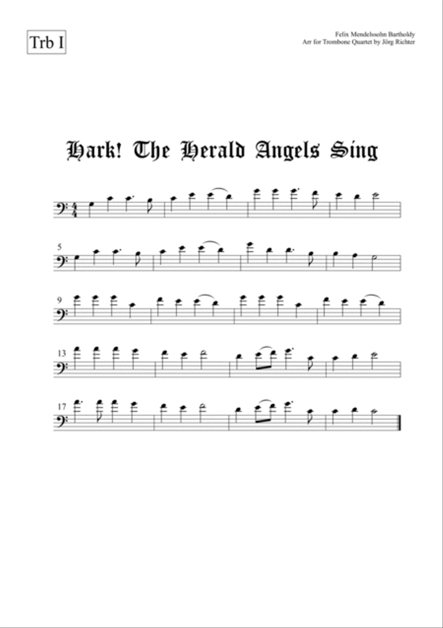 Hark! The Herald Angels Sing for Trombone Quartet Brass Quartet scores gallery preview page 3