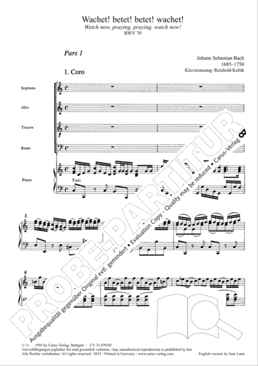 Watch now, praying, praying, watch now (Wachet! betet! betet! wachet!) 4-Part scores gallery preview page 6
