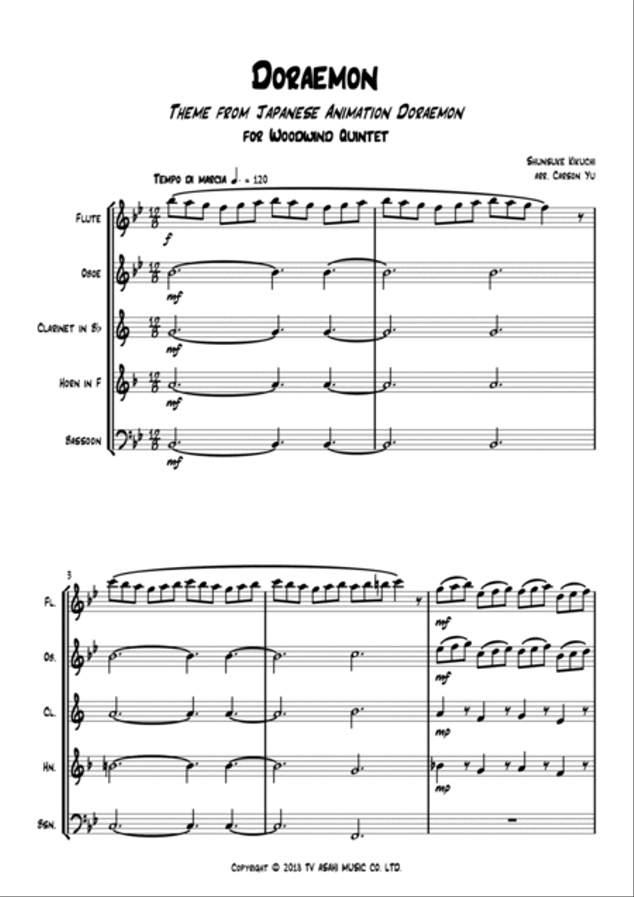 Doraemon Woodwind Quintet scores gallery preview page 3
