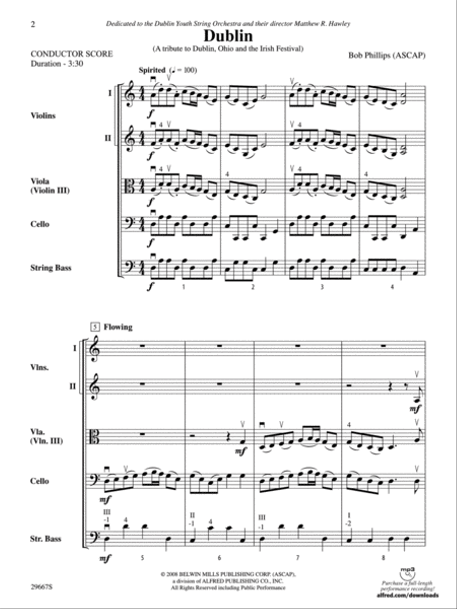 Dublin (A tribute to Dublin, Ohio and the Irish Festival) String Orchestra scores gallery preview page 2