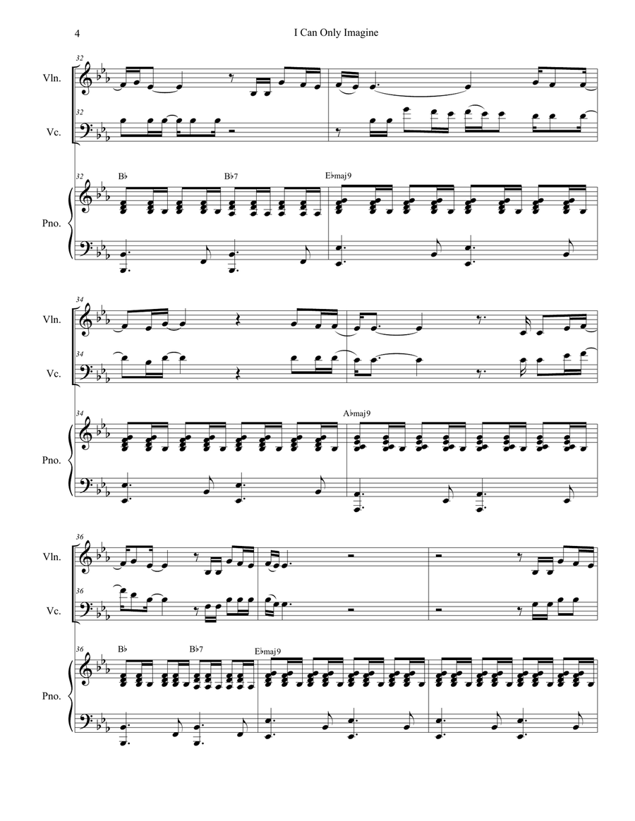 I Can Only Imagine Piano Trio scores gallery preview page 4