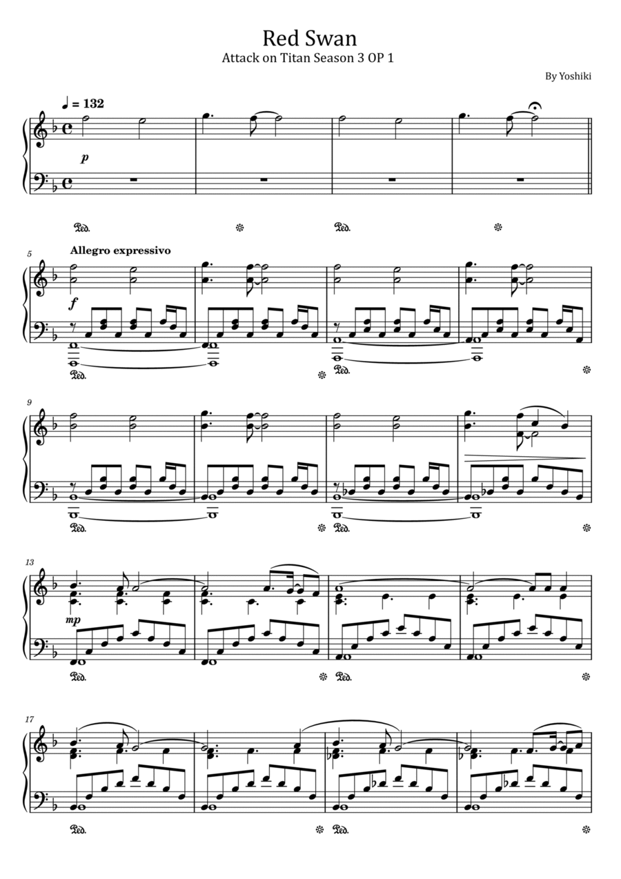 Red Swan Piano Solo scores gallery preview page 1