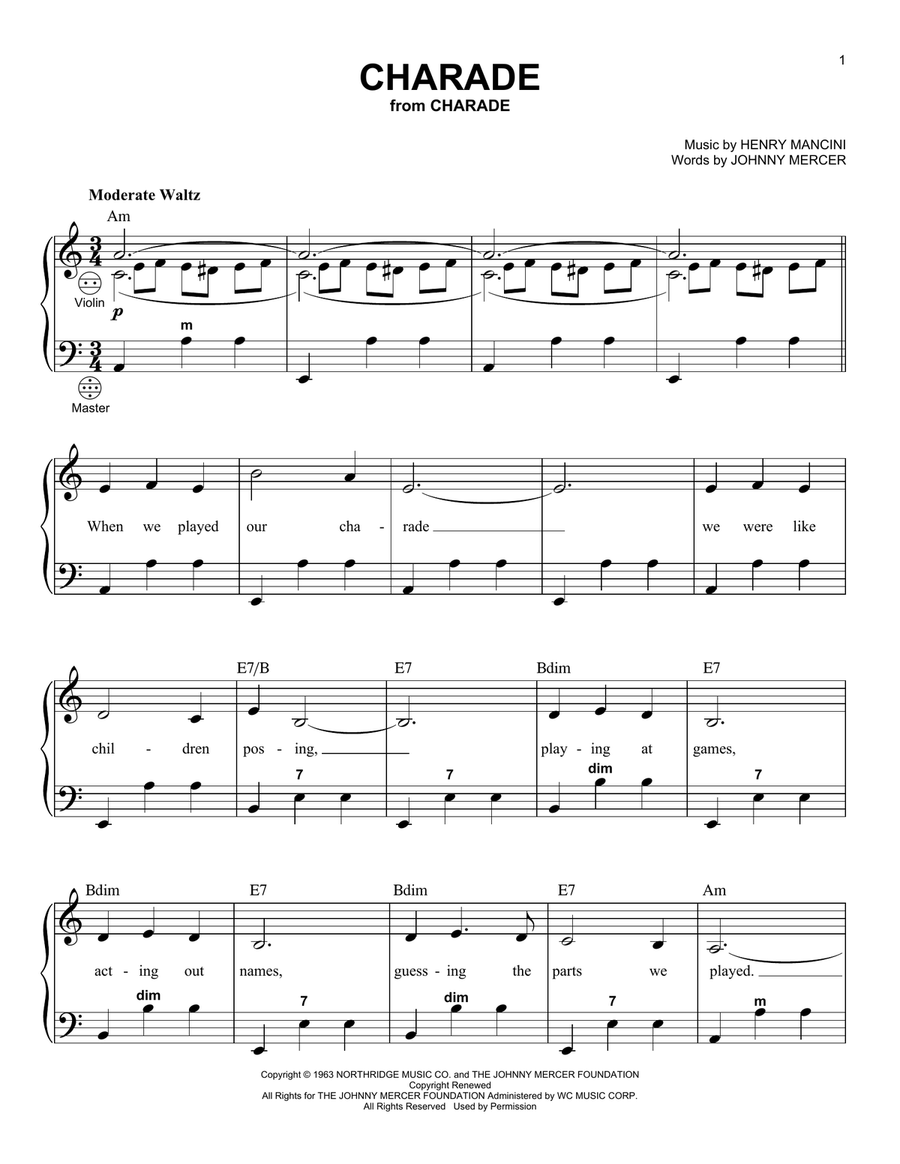 Charade Piano scores gallery preview page 1