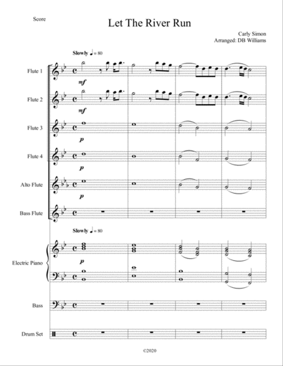Let The River Run Woodwind Ensemble scores gallery preview page 1