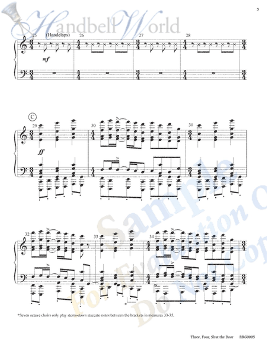 Three Four Shut the Door Handbell Choir scores gallery preview page 6