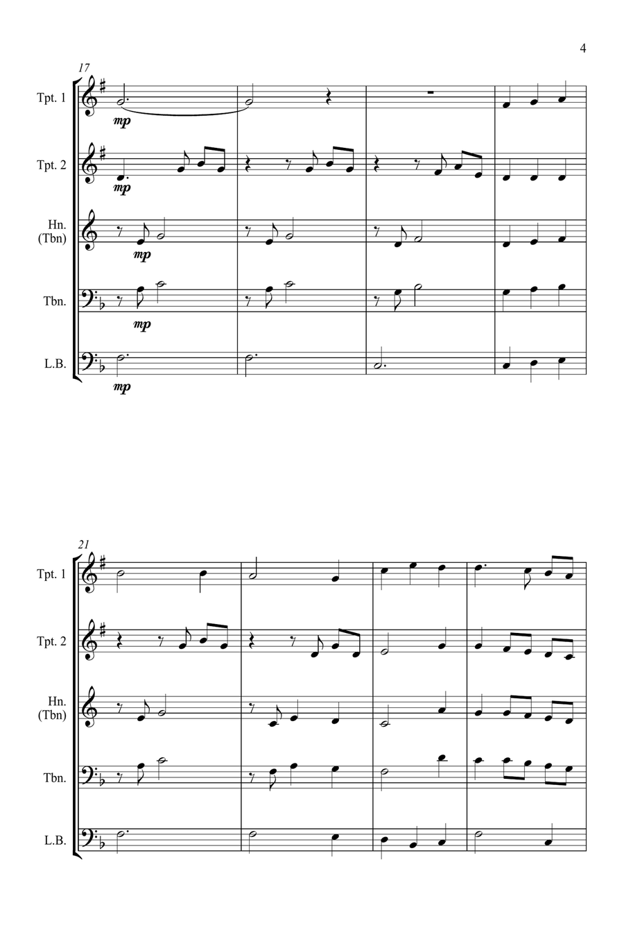 While Shepherds Watched their Flocks by Night - Brass Quartet Brass Quartet scores gallery preview page 5