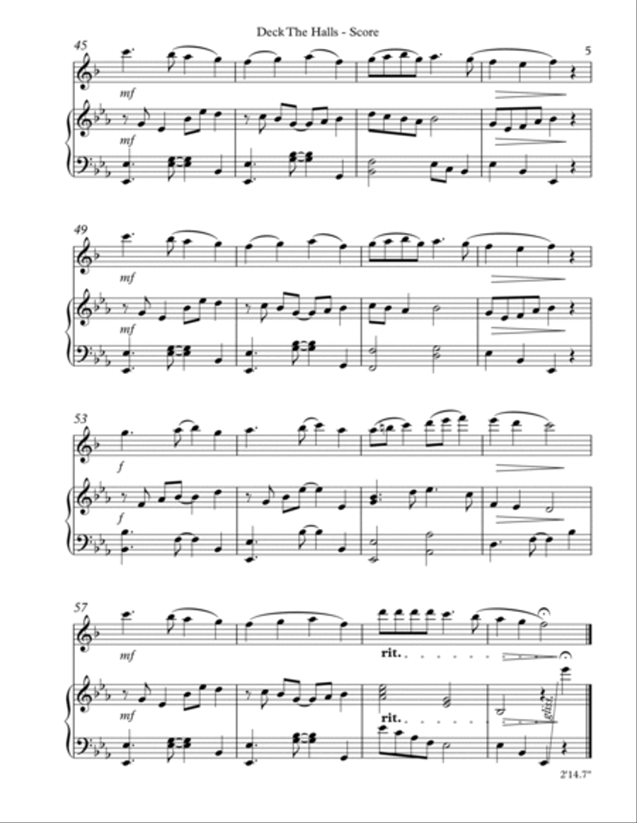 Deck The Halls, Duet for Bb Clarinet and Lever Harp image number null