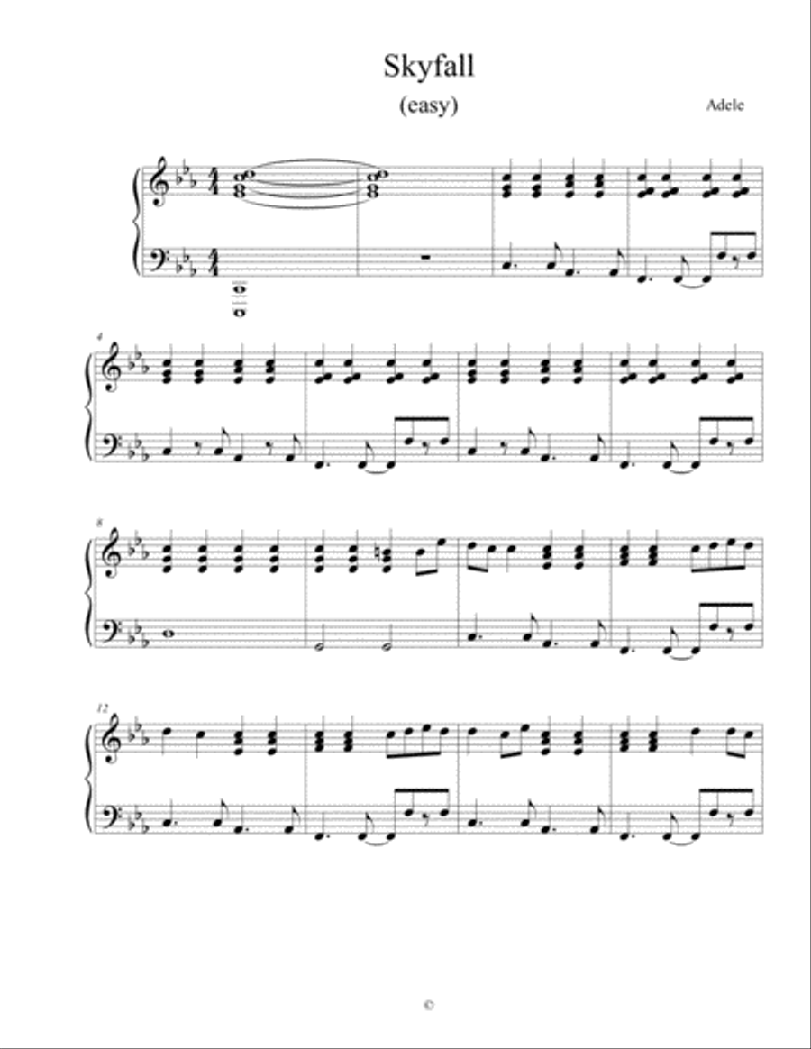 Skyfall Skyfall Easy Piano scores gallery preview page 1