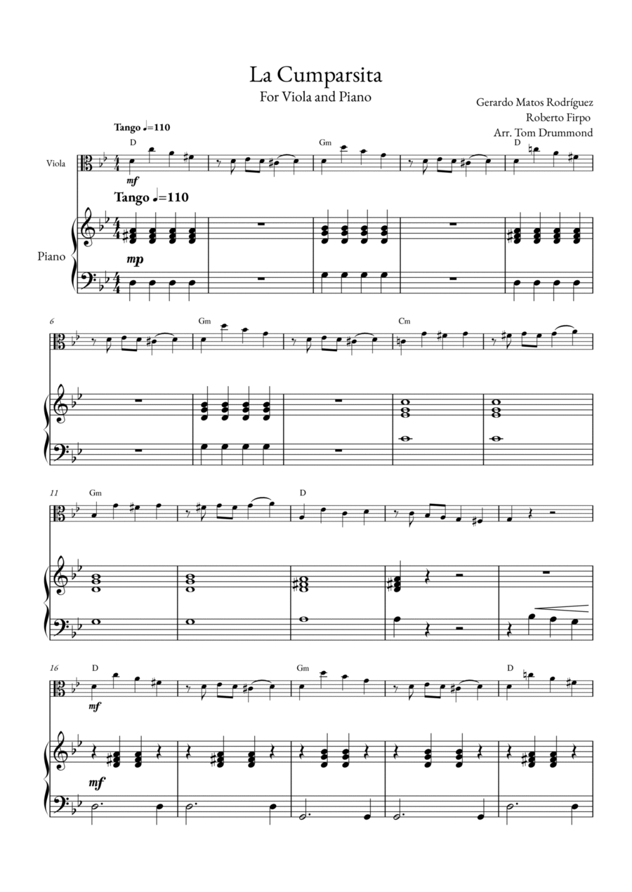 La Cumparsita La Cumparsita Viola scores gallery preview page 1