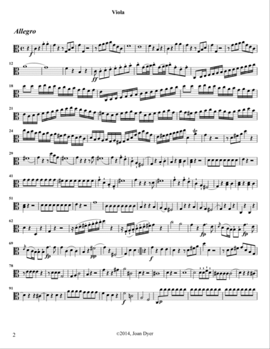 String Quartet in C major, Op.7 No. 1, viola String Quartet scores gallery preview page 2