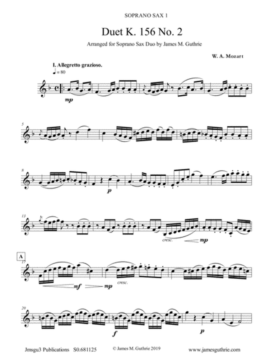 Mozart: Duet K. 156 No. 2 for Soprano Sax Duo image number null
