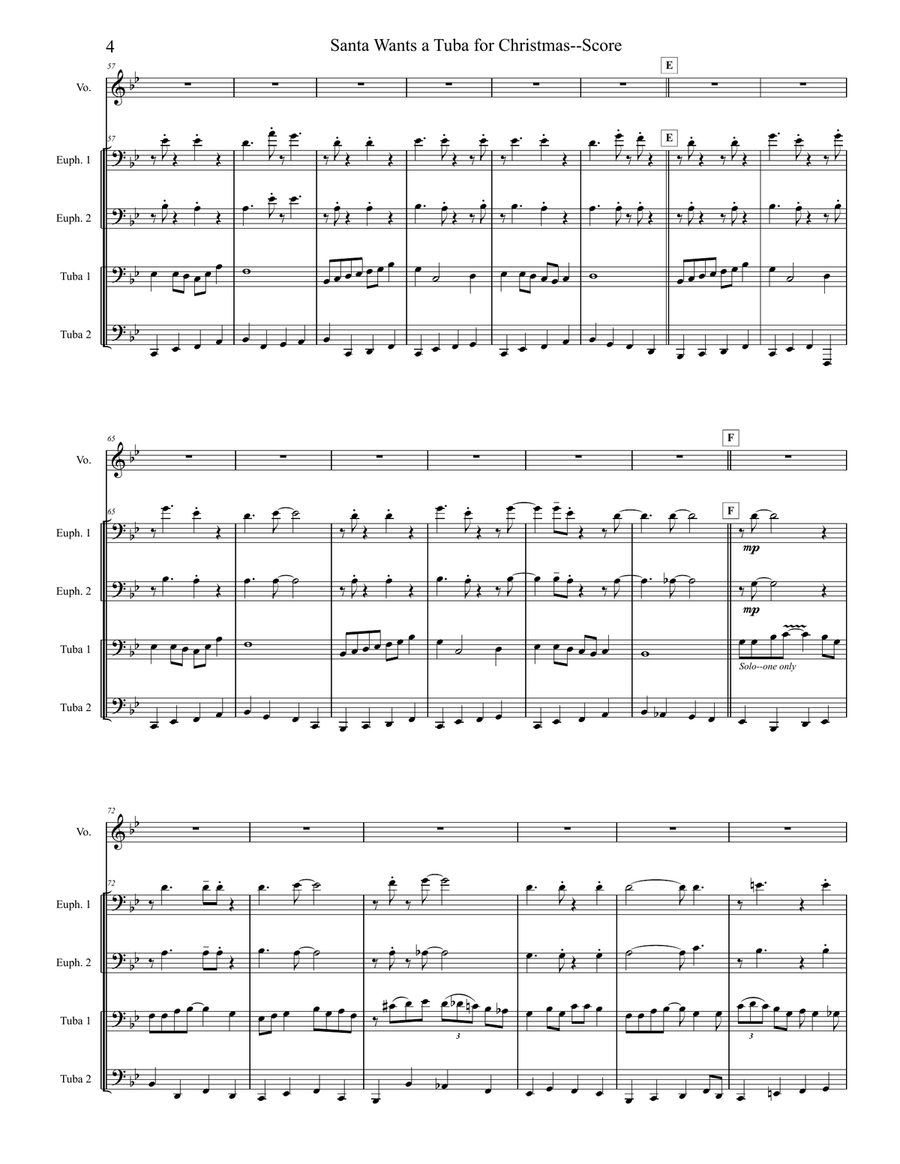 Santa Wants A Tuba For Christmas - Tuba/Euphonium Quartet