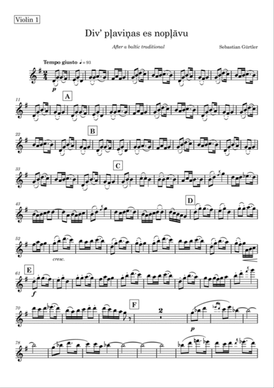 Div' pļaviņas es nopļāvu Div' pļaviņas es nopļāvu String Quartet scores gallery preview page 6