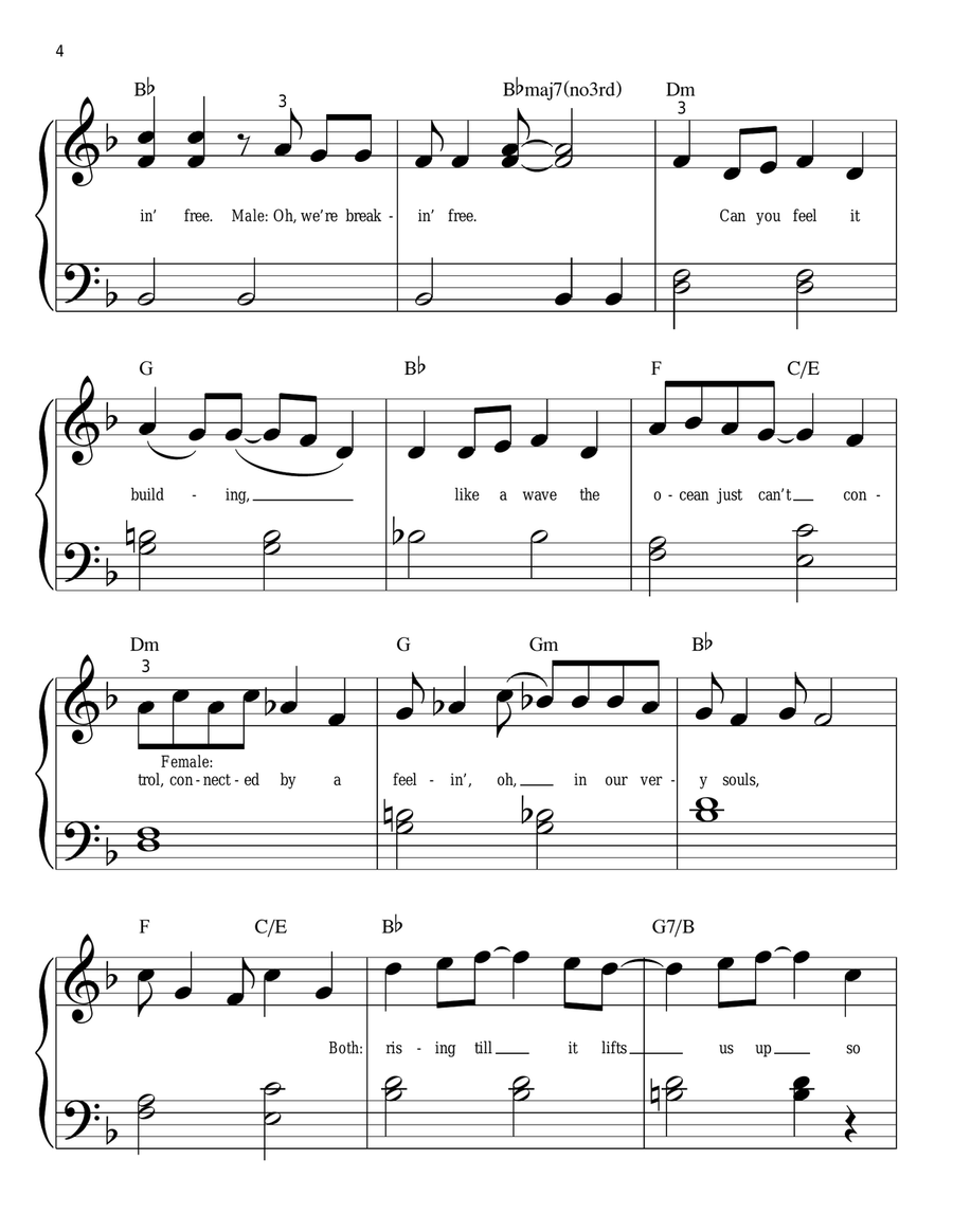 Breaking Free (from High School Musical) Easy Piano scores gallery preview page 4