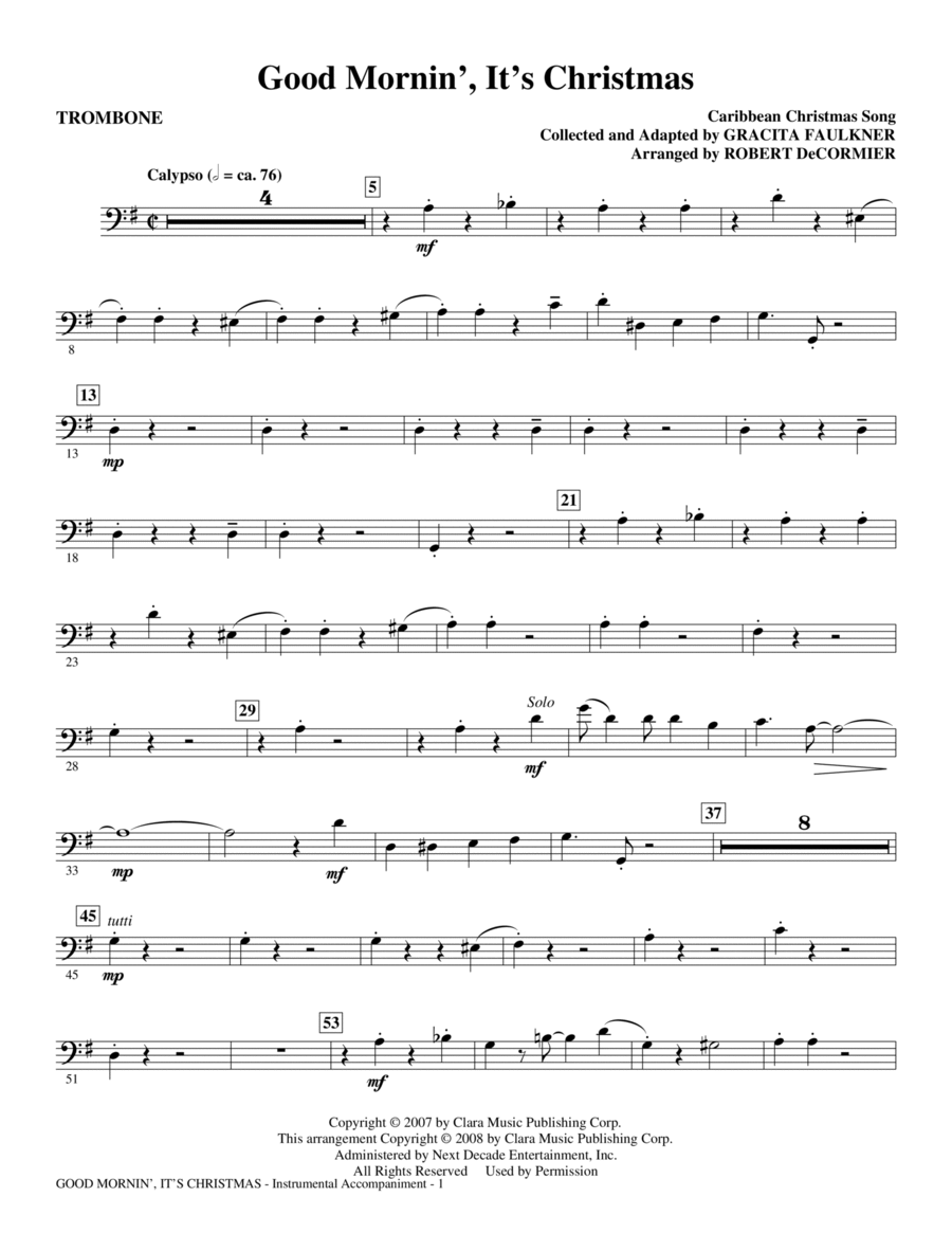 Good Mornin', It's Christmas - Trombone Choir scores gallery preview page 1
