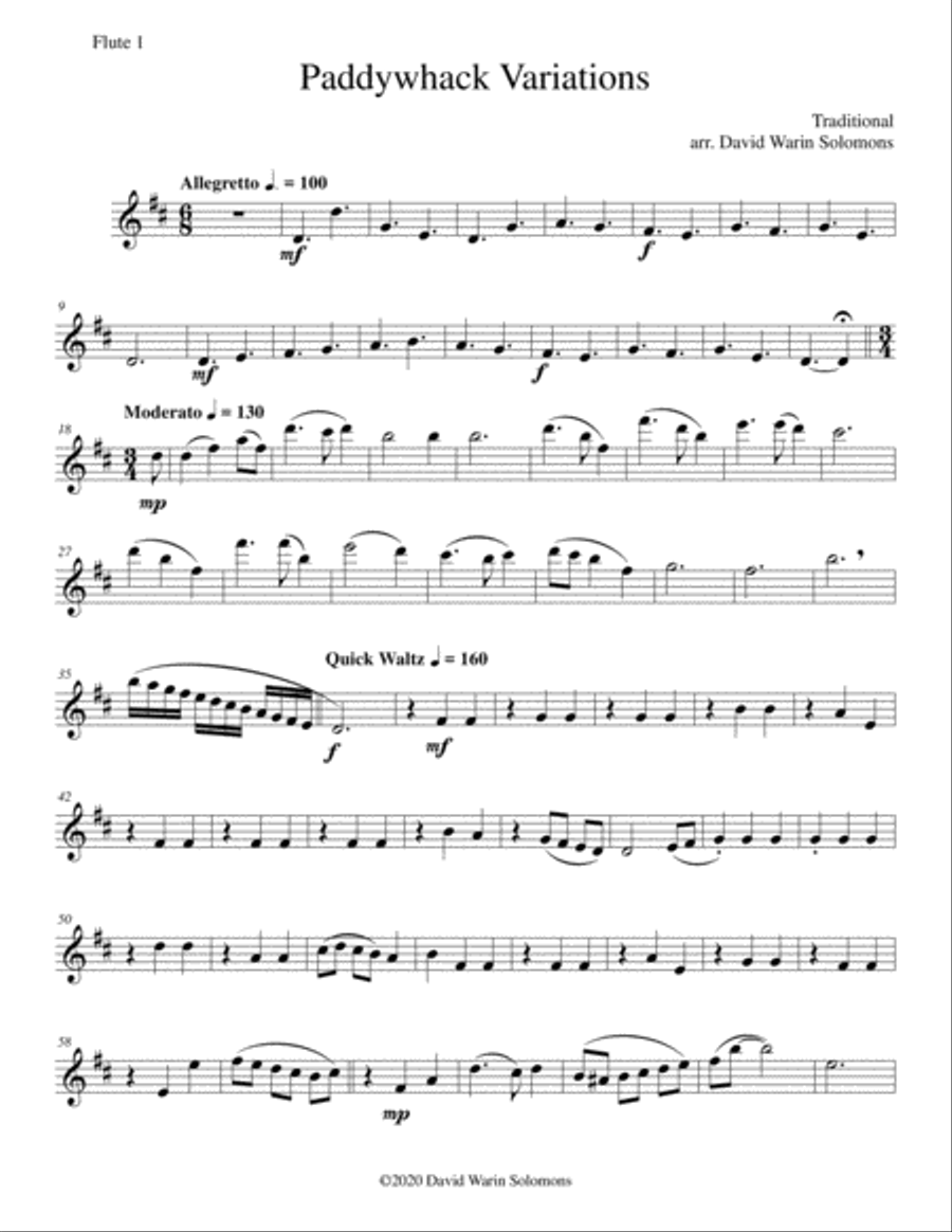 Variations for 2 flutes on the Irish folk tune Paddywhack Flute Duet scores gallery preview page 5