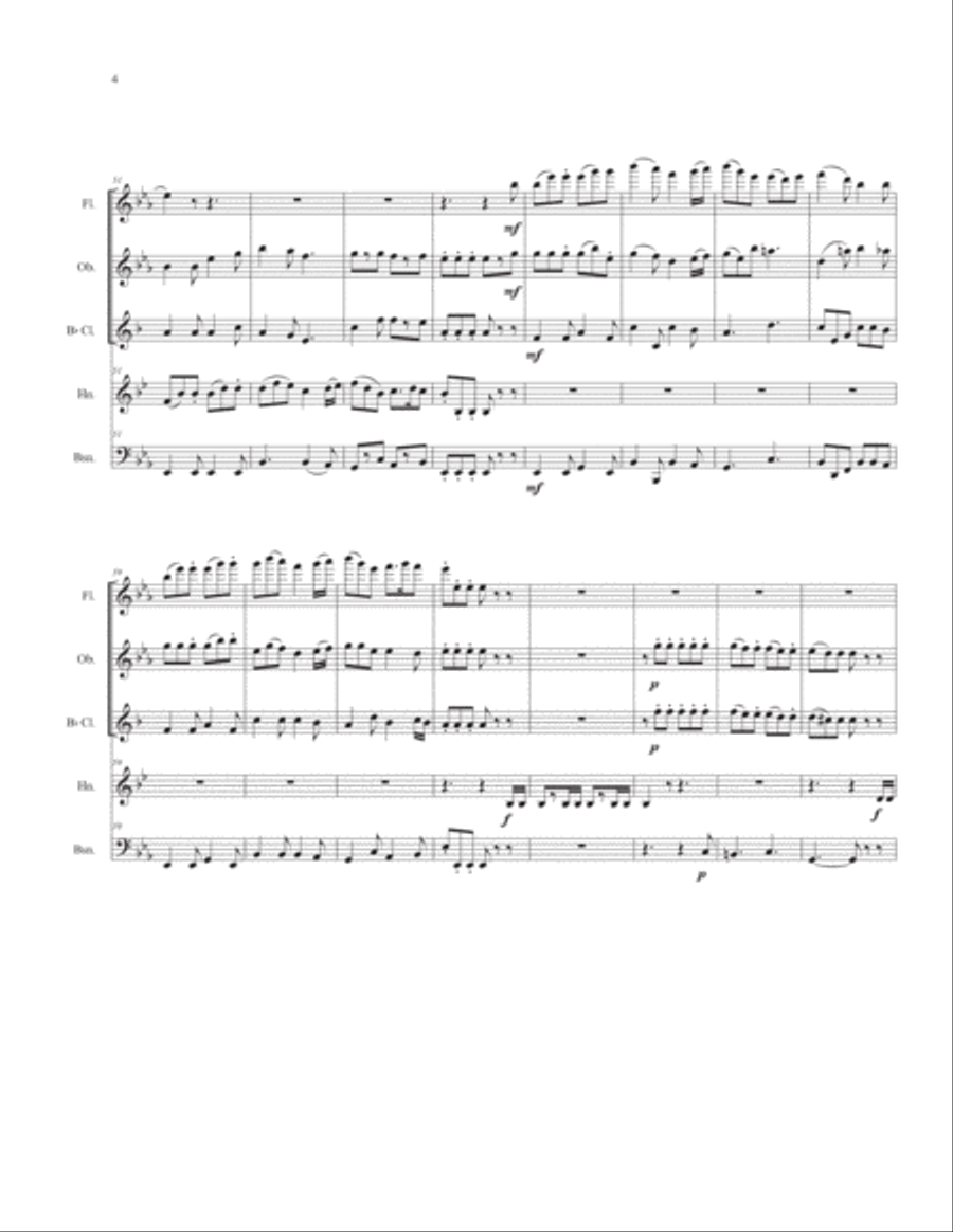 Horn Concerto #2 Finale for Woodwind Quintet Woodwind Quintet scores gallery preview page 6