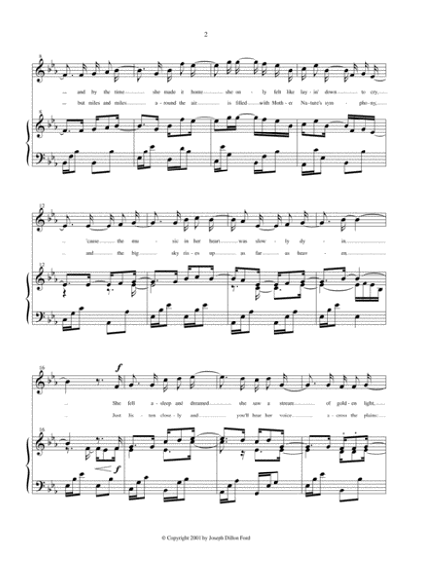 Yellowstone Joan (in E flat) for soprano and piano Soprano Voice scores gallery preview page 2