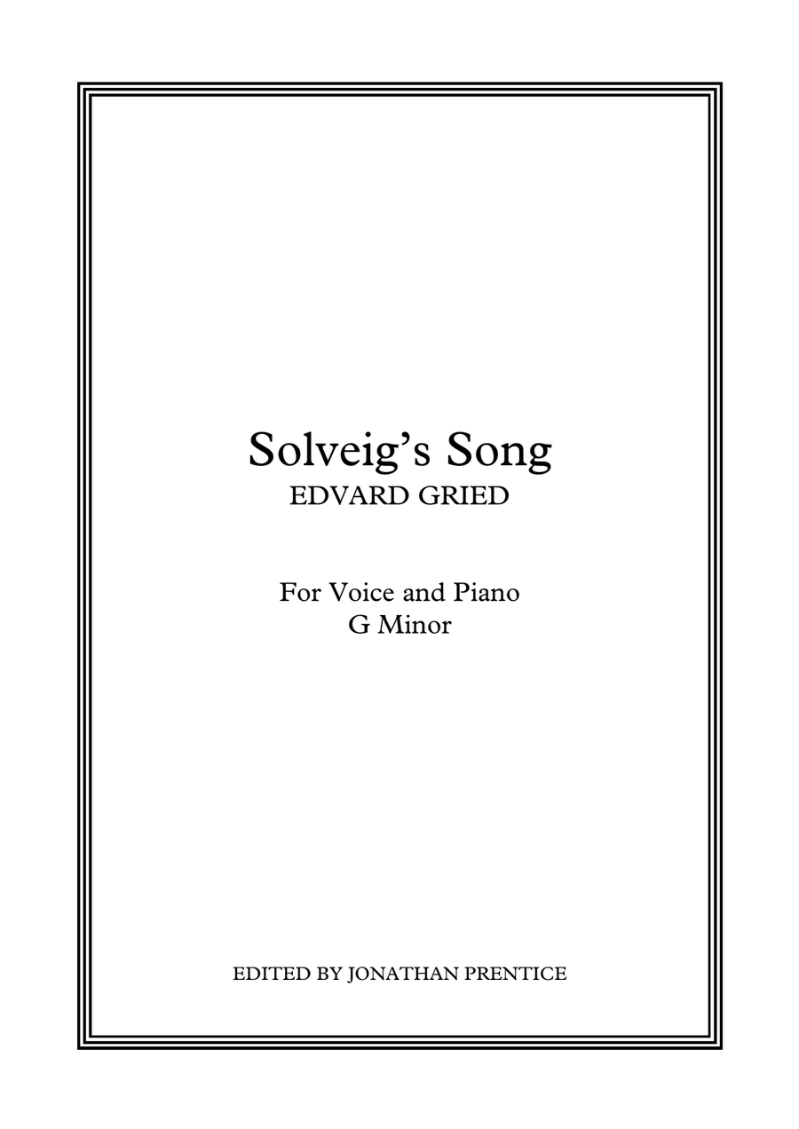Solveig's Song - G Minor Piano, Vocal scores gallery preview page 1