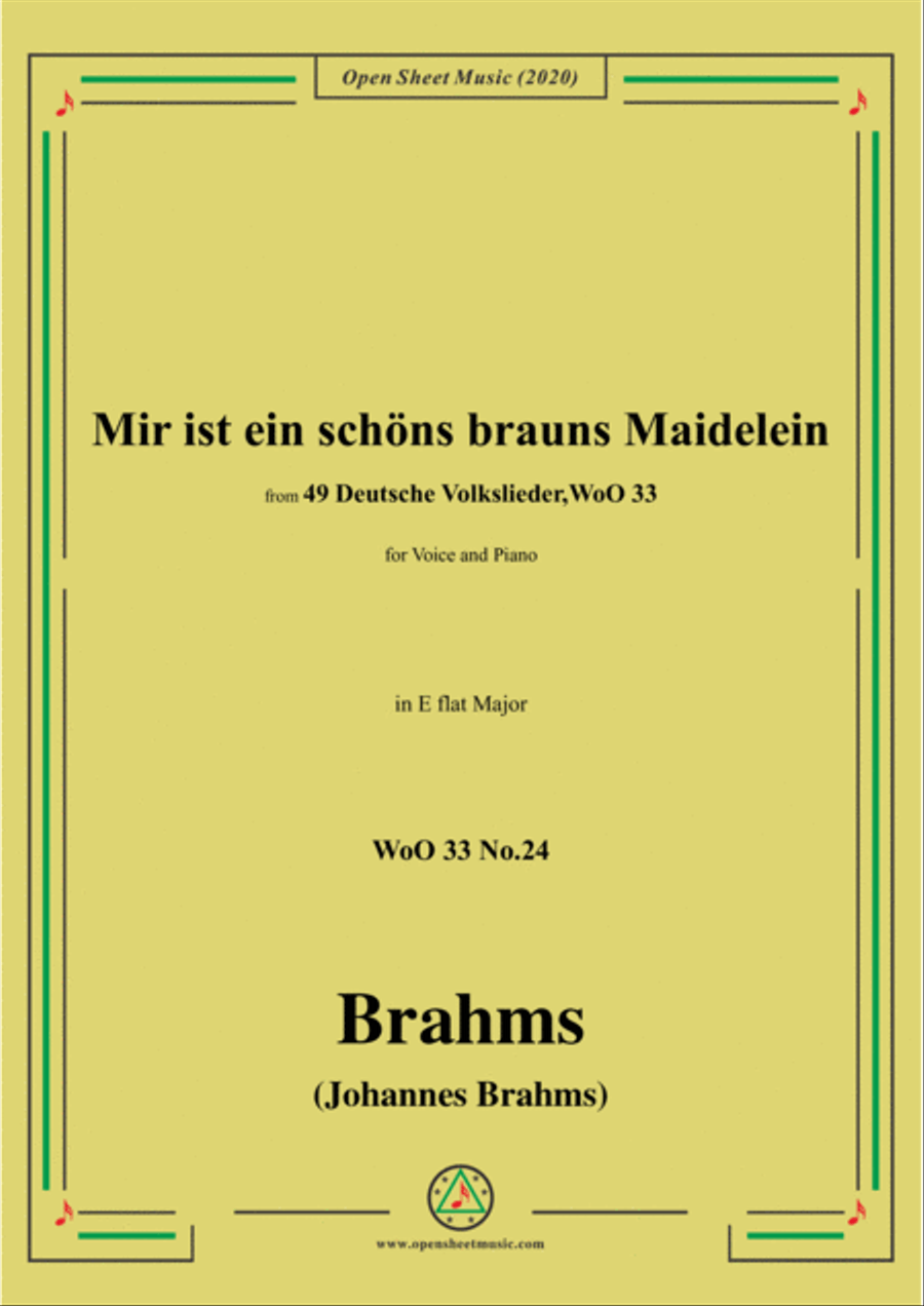 Brahms-Mir ist ein schöns brauns Maidelein,WoO 33 No.24,in E flat Major Voice scores gallery preview page 1