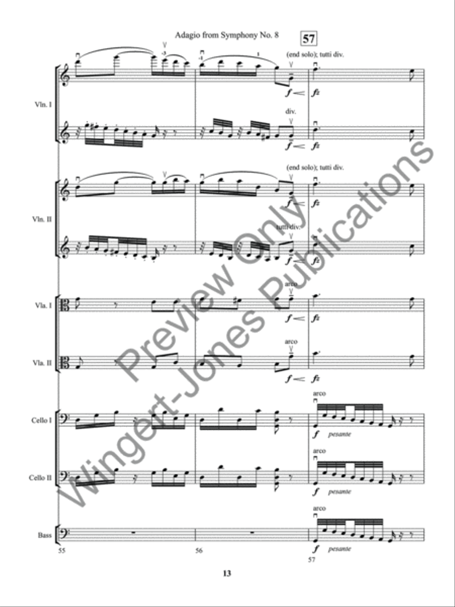 Adagio from Symphony No. 8 (Score) String Orchestra scores gallery preview page 16