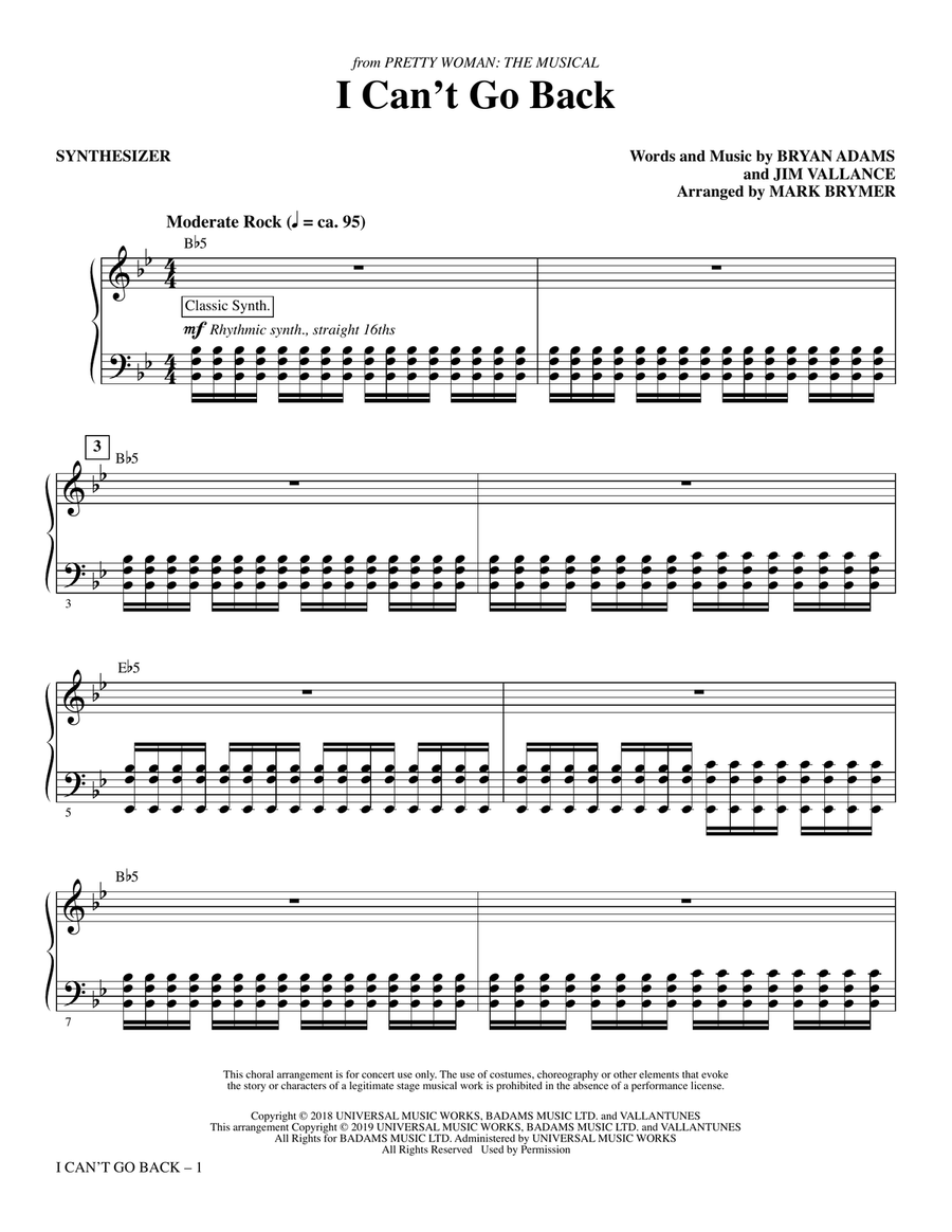 I Can't Go Back (from Pretty Woman: The Musical) (arr. Mark Brymer) - Guitar