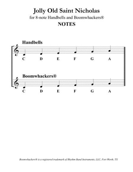 Jolly Old Saint Nicholas for 8-note Bells and Boomwhackers® (with Black and White Notes) image number null
